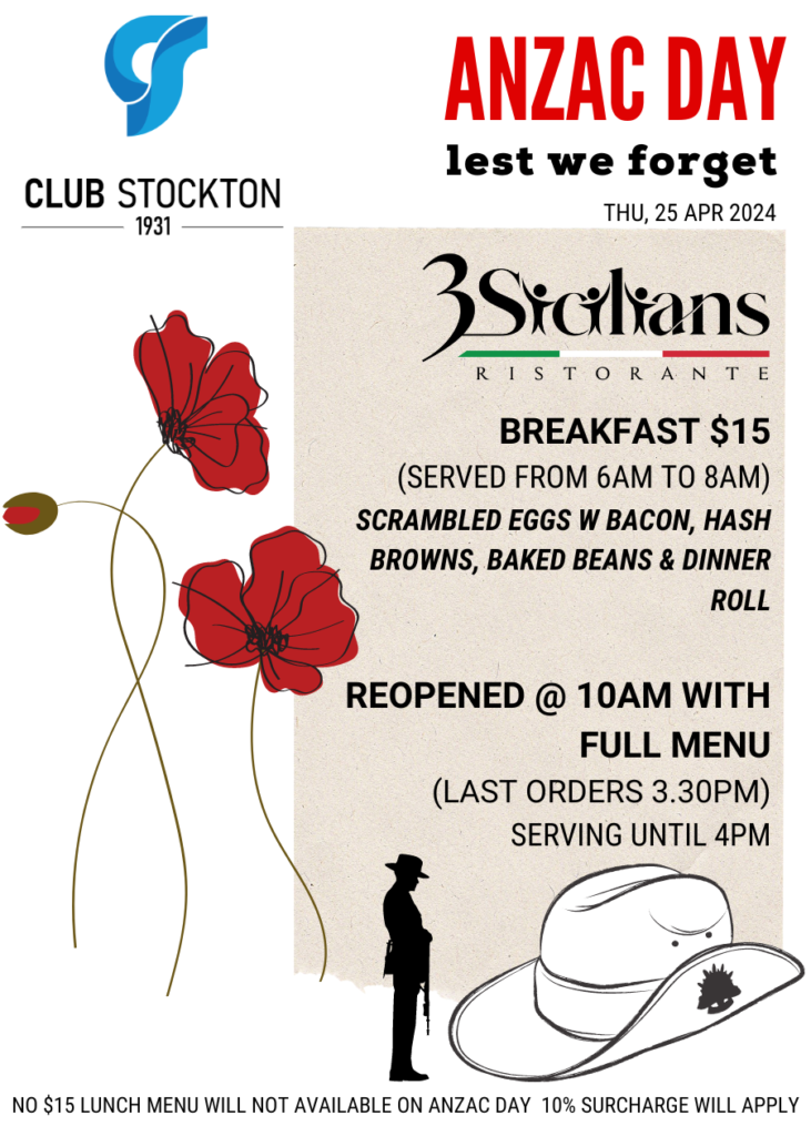 3sicilians anzac day club stockton