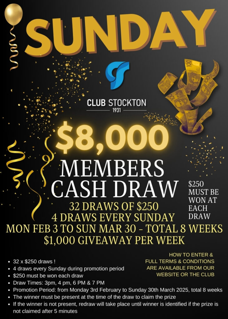 Sunday MEMBERS CASH DRAW FEB MAR 2025