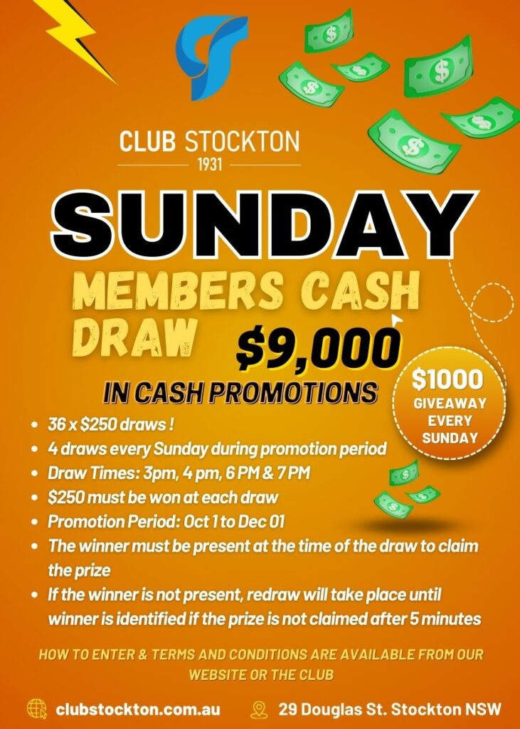 Sunday Members Draw Oct 1 to Dec 01